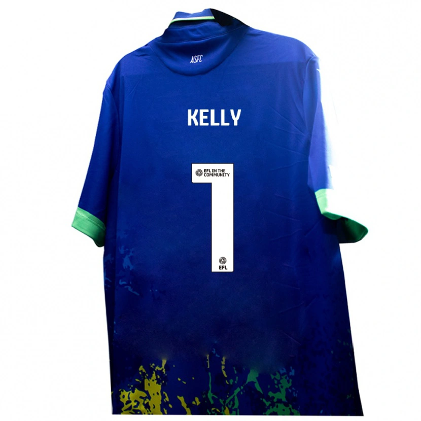 Danxen Mænd Michael Kelly #1 Blå Gul Udebane Spillertrøjer 2025/26 Trøje T-Shirt