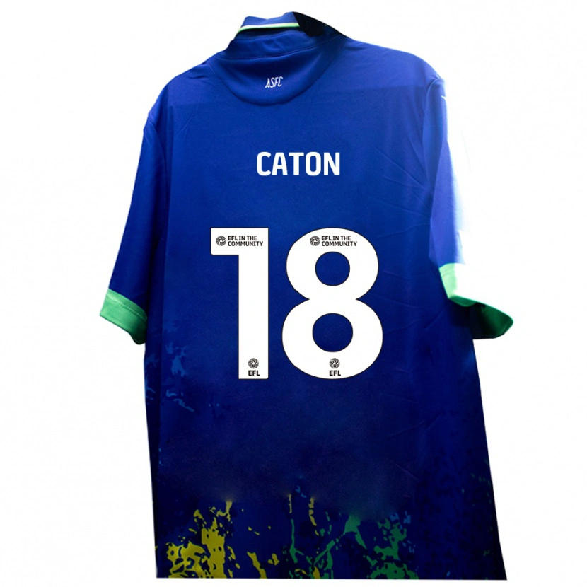 Danxen Mænd Charlie Caton #18 Blå Gul Udebane Spillertrøjer 2025/26 Trøje T-Shirt