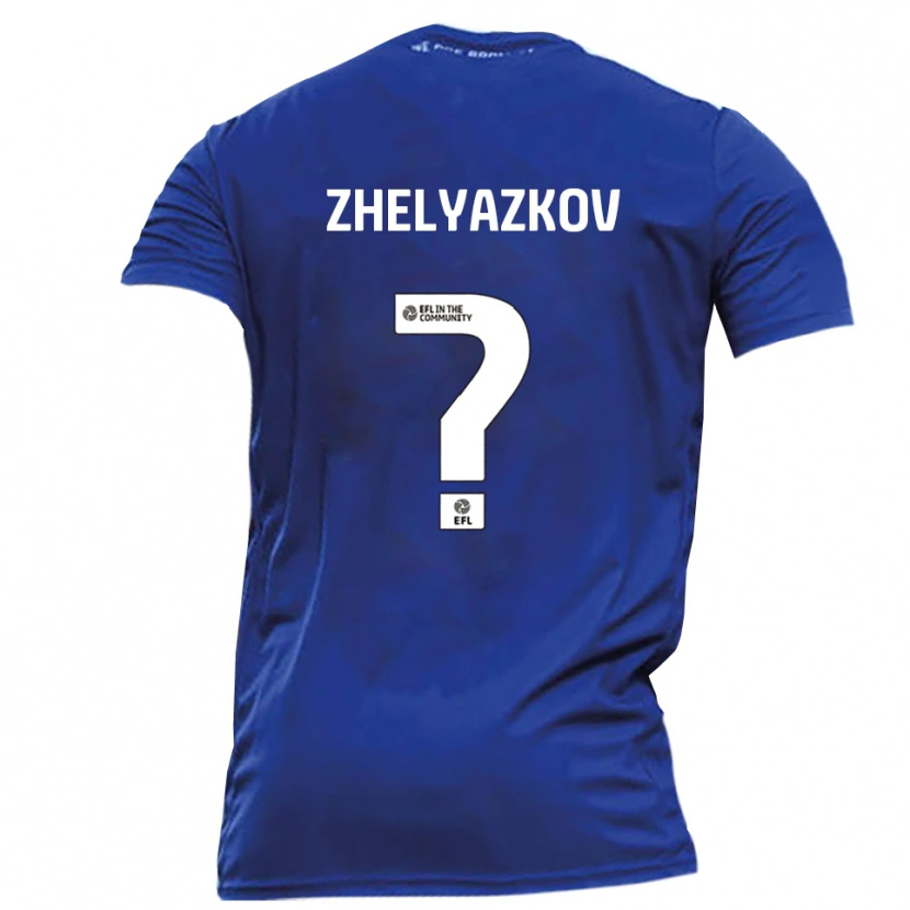 Danxen Mænd Zhechko Zhelyazkov #0 Blå Hvid Udebane Spillertrøjer 2025/26 Trøje T-Shirt