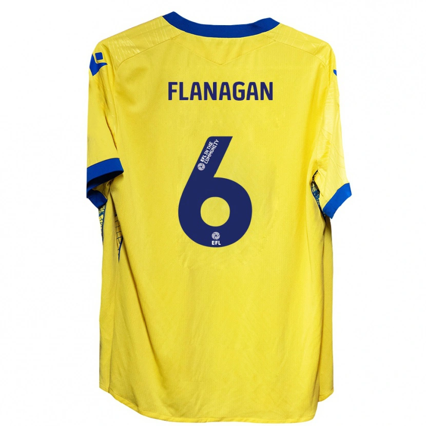Danxen Mænd Tom Flanagan #6 Gul Blå Udebane Spillertrøjer 2025/26 Trøje T-Shirt