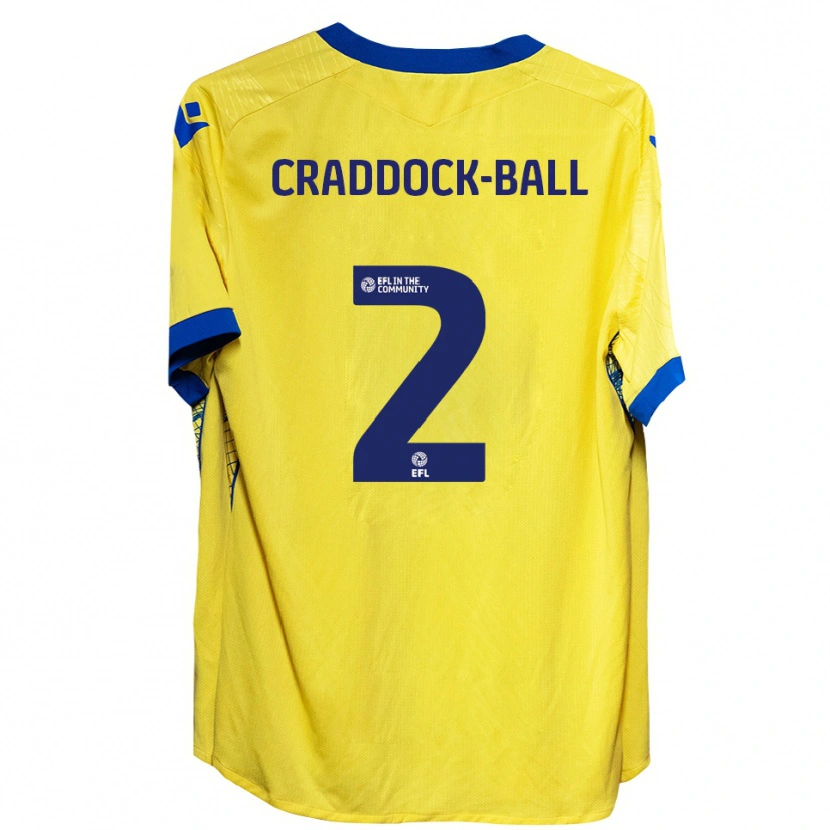 Danxen Mænd Jac Craddock-Ball #2 Gul Blå Udebane Spillertrøjer 2025/26 Trøje T-Shirt