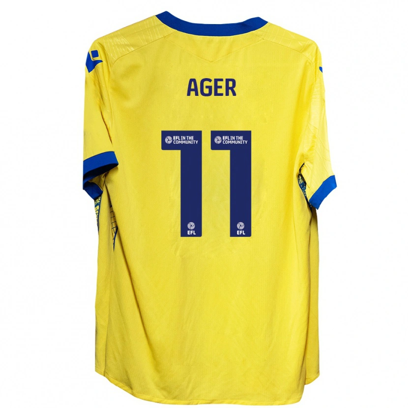 Danxen Mænd Emily Ager #11 Gul Blå Udebane Spillertrøjer 2025/26 Trøje T-Shirt