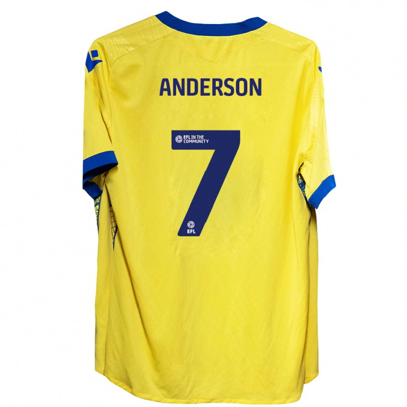 Danxen Mænd Harry Anderson #7 Gul Blå Udebane Spillertrøjer 2025/26 Trøje T-Shirt