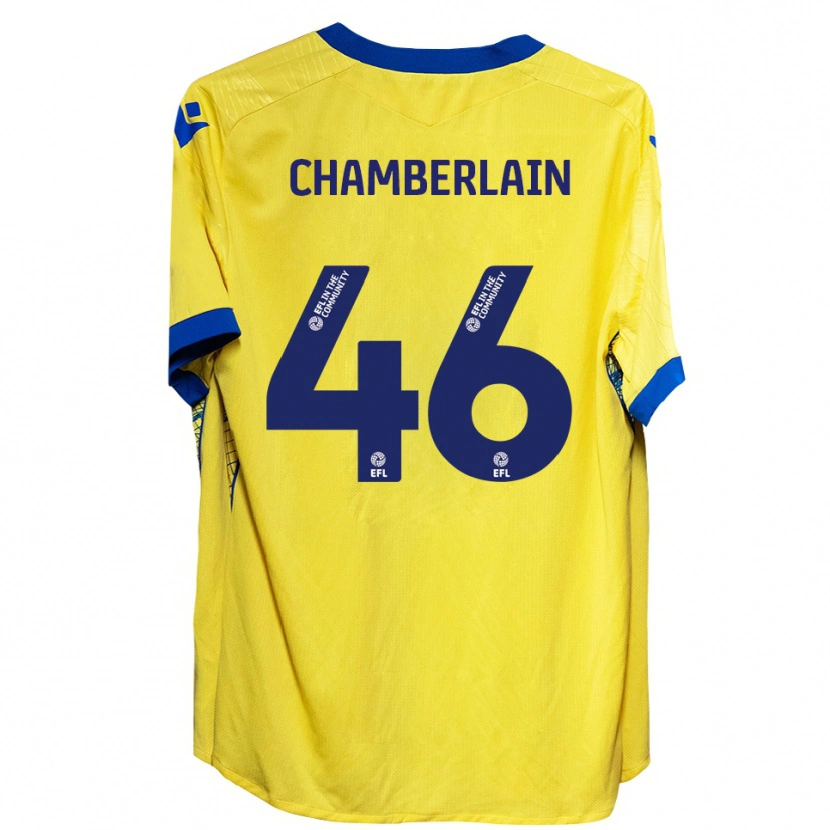 Danxen Mænd Harrison Chamberlain #46 Gul Blå Udebane Spillertrøjer 2025/26 Trøje T-Shirt