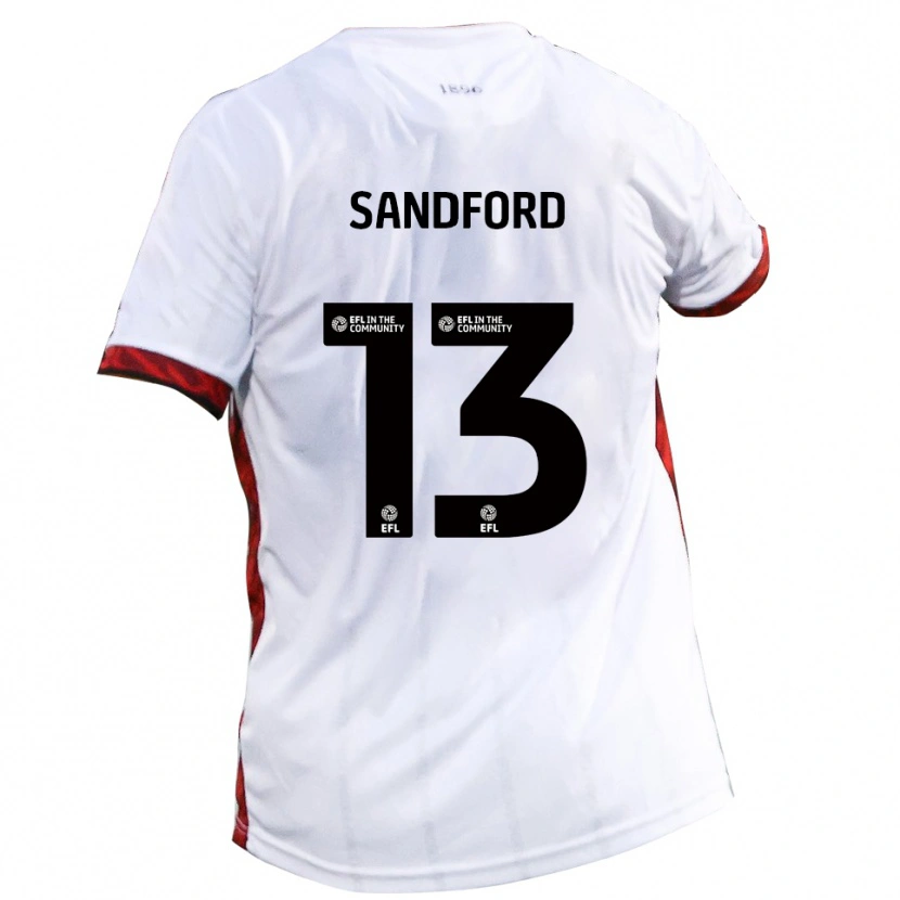 Danxen Mænd Ryan Sandford #13 Hvid Rød Sort Udebane Spillertrøjer 2025/26 Trøje T-Shirt