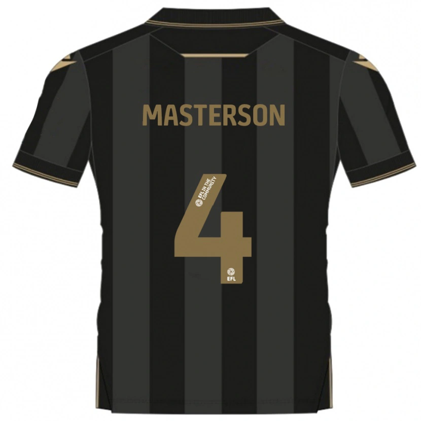Danxen Mænd Conor Masterson #4 Sort Guld Udebane Spillertrøjer 2025/26 Trøje T-Shirt