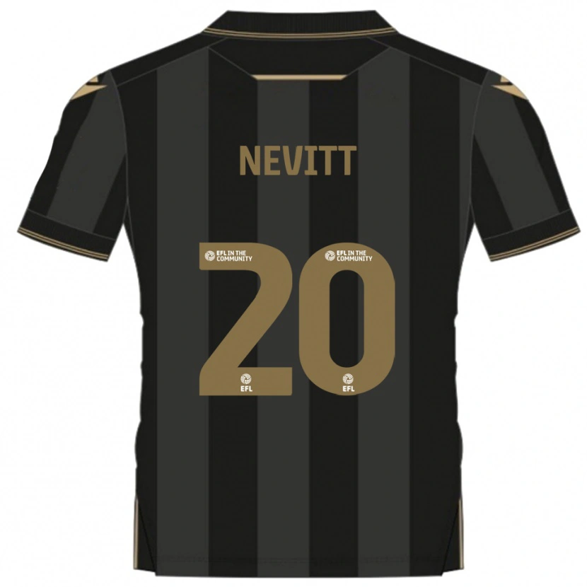 Danxen Mænd Elliott Nevitt #20 Sort Guld Udebane Spillertrøjer 2025/26 Trøje T-Shirt