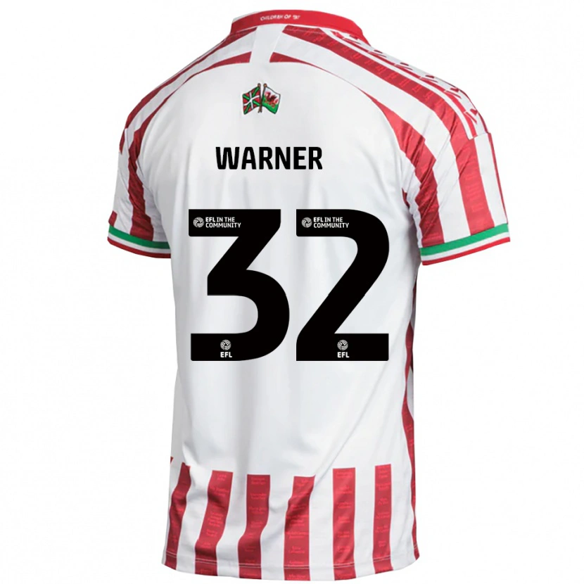 Danxen Mænd Jaden Warner #32 Rød Hvid Udebane Spillertrøjer 2025/26 Trøje T-Shirt