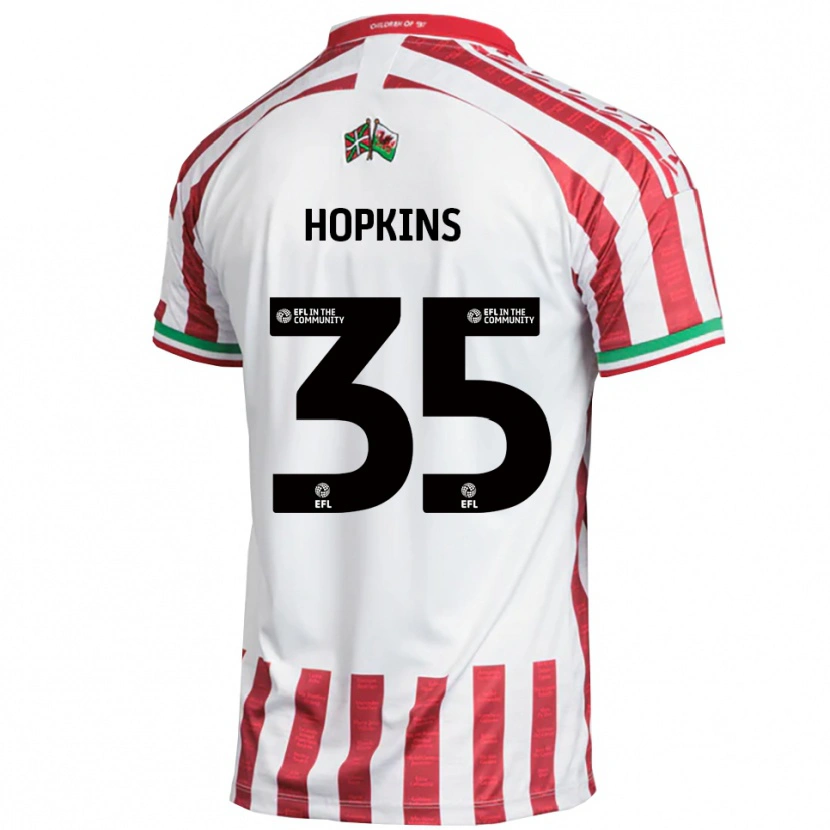 Danxen Mænd Bailey Hopkins #35 Rød Hvid Udebane Spillertrøjer 2025/26 Trøje T-Shirt