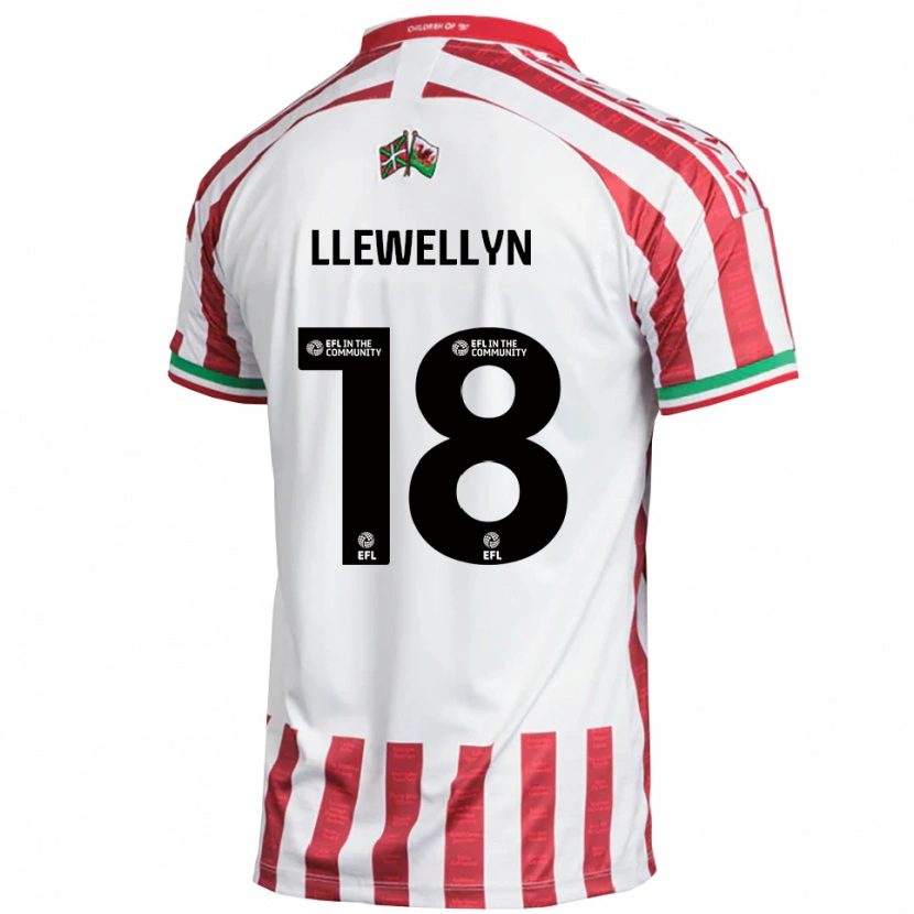 Danxen Mænd Cameron Llewellyn #18 Rød Hvid Udebane Spillertrøjer 2025/26 Trøje T-Shirt