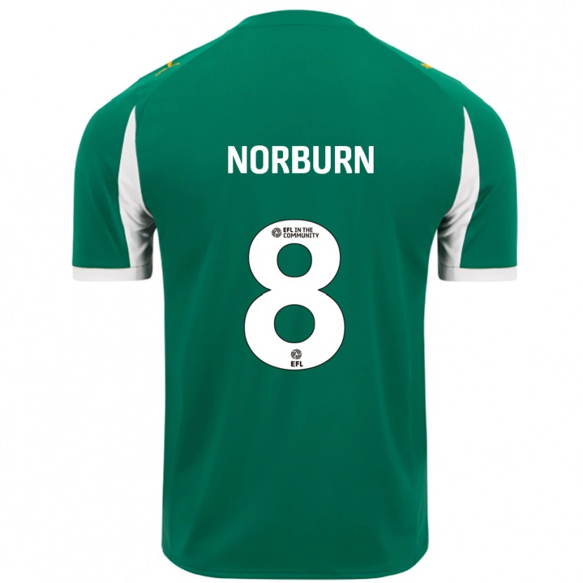 Danxen Mænd Oliver Norburn #8 Grøn Hvid Udebane Spillertrøjer 2025/26 Trøje T-Shirt