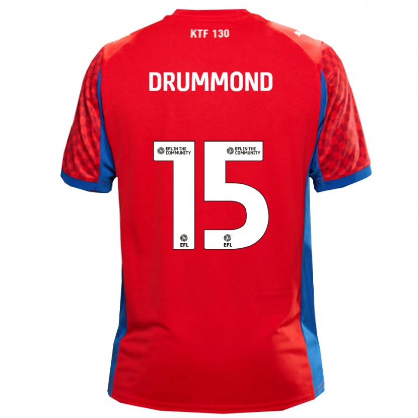 Danxen Mænd Kane Drummond #15 Rød Blå Udebane Spillertrøjer 2025/26 Trøje T-Shirt