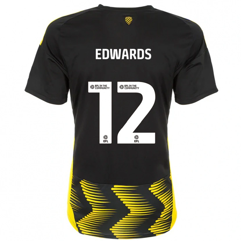 Danxen Mænd Tom Edwards #12 Sort Gul Udebane Spillertrøjer 2025/26 Trøje T-Shirt
