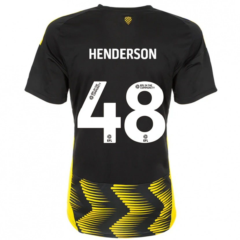Danxen Mænd Alfie Henderson #48 Sort Gul Udebane Spillertrøjer 2025/26 Trøje T-Shirt