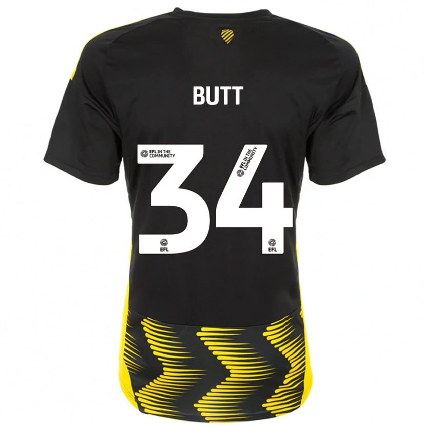 Danxen Mænd Ruben Butt #34 Sort Gul Udebane Spillertrøjer 2025/26 Trøje T-Shirt