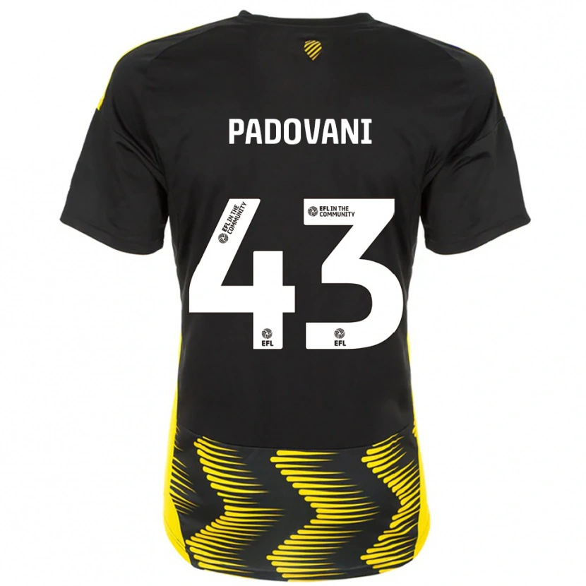 Danxen Mænd Bruno Padovani #43 Sort Gul Udebane Spillertrøjer 2025/26 Trøje T-Shirt
