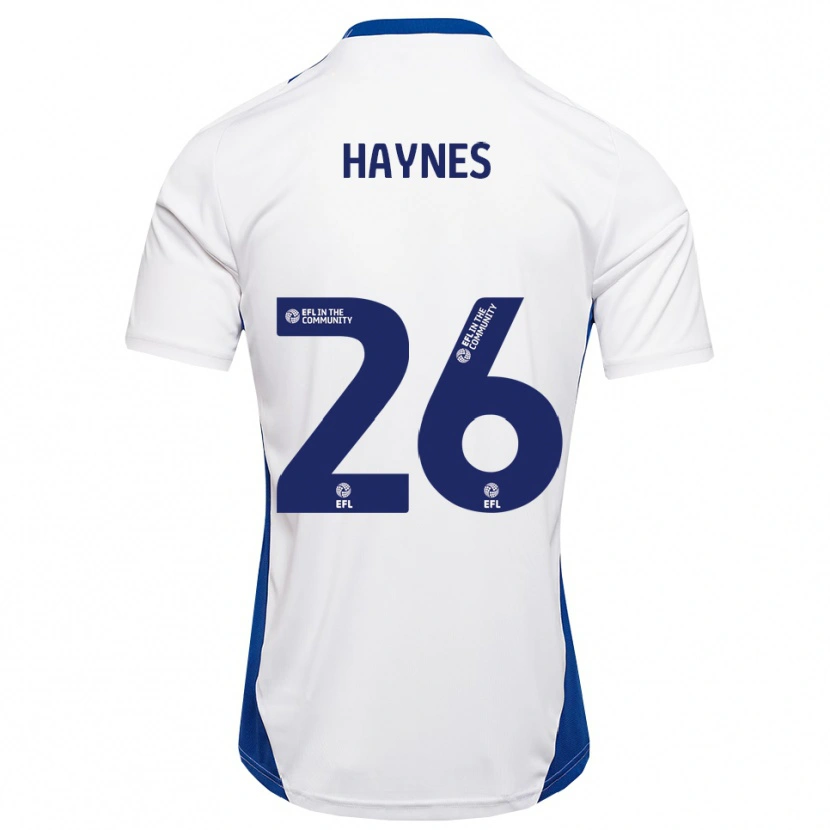 Danxen Mænd Billie Haynes #26 Hvid Blå Udebane Spillertrøjer 2025/26 Trøje T-Shirt