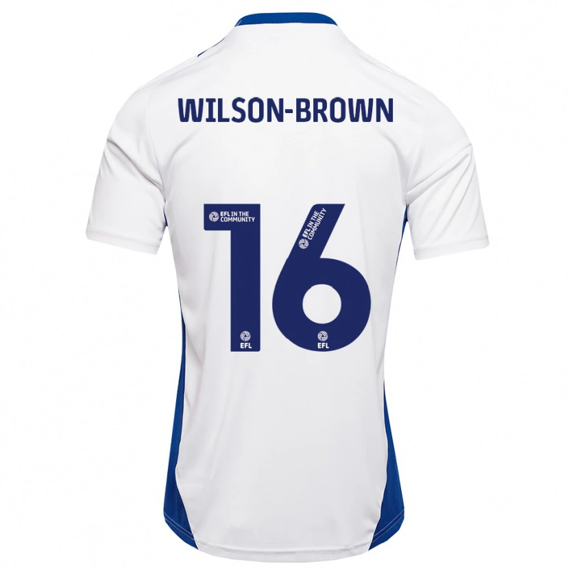 Danxen Mænd Tom Wilson-Brown #16 Hvid Blå Udebane Spillertrøjer 2025/26 Trøje T-Shirt
