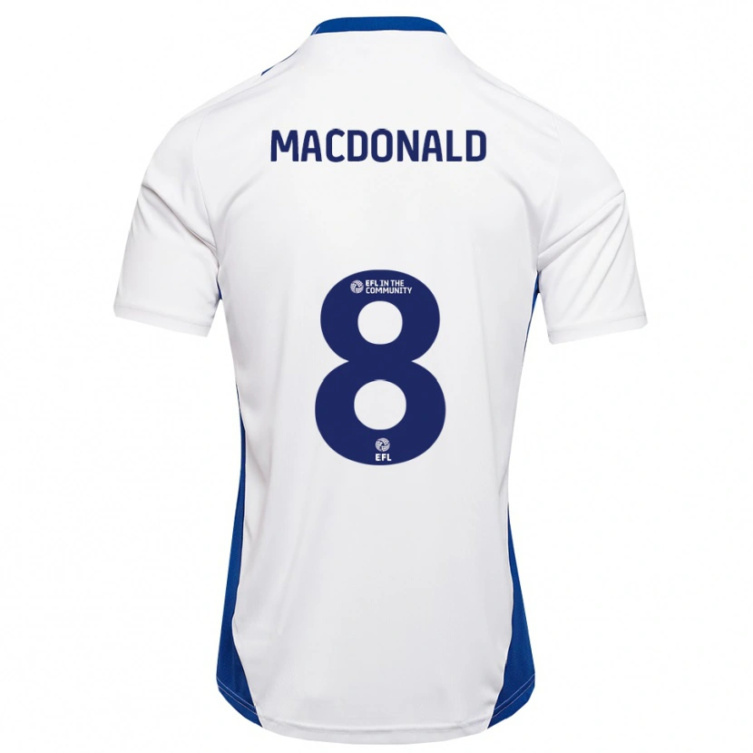 Danxen Mænd Taylor Macdonald #8 Hvid Blå Udebane Spillertrøjer 2025/26 Trøje T-Shirt