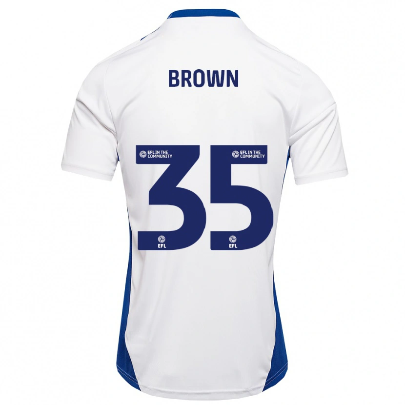 Danxen Mænd Jaxon Brown #35 Hvid Blå Udebane Spillertrøjer 2025/26 Trøje T-Shirt