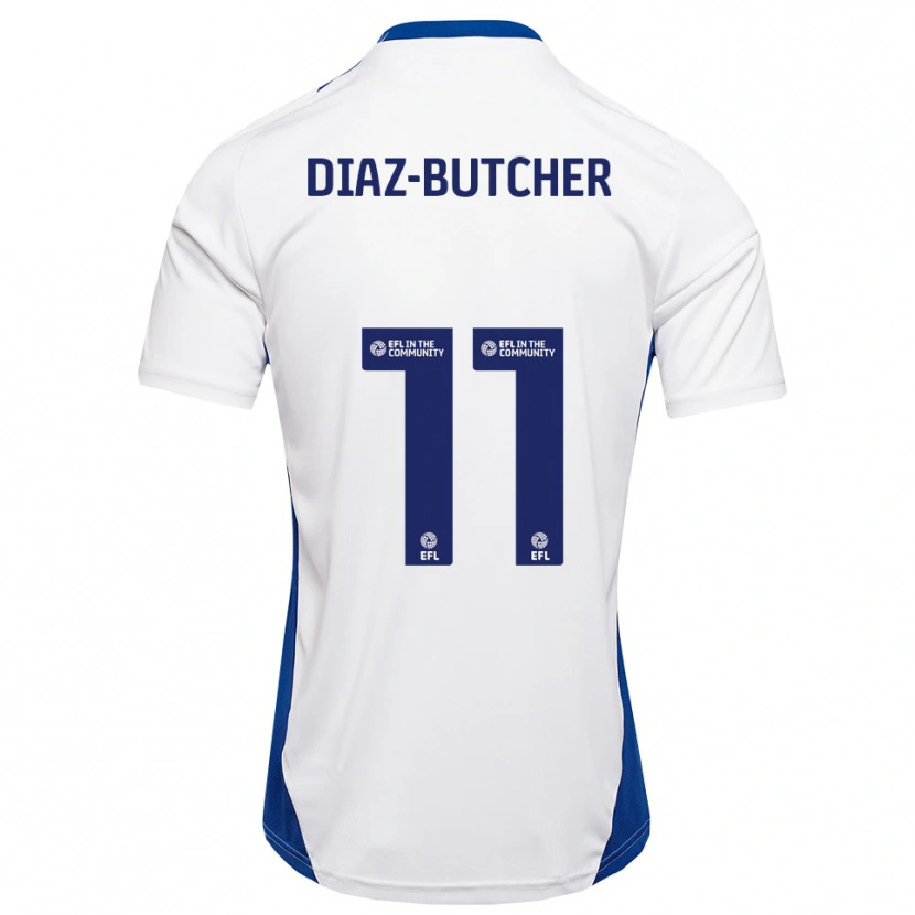 Danxen Mænd Helena Diaz-Butcher #11 Hvid Blå Udebane Spillertrøjer 2025/26 Trøje T-Shirt