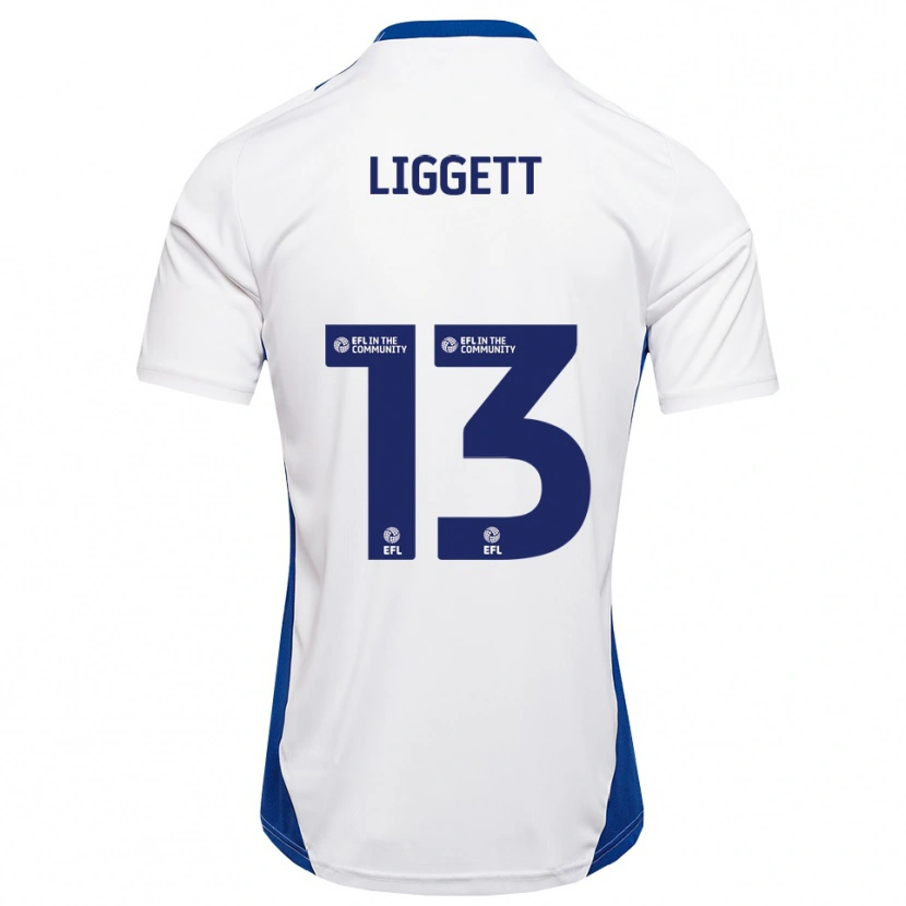 Danxen Mænd Lacy Liggett #13 Hvid Blå Udebane Spillertrøjer 2025/26 Trøje T-Shirt
