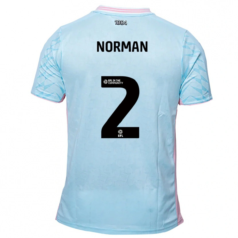 Danxen Mænd Cameron Norman #2 Lyseblå Pink Udebane Spillertrøjer 2025/26 Trøje T-Shirt