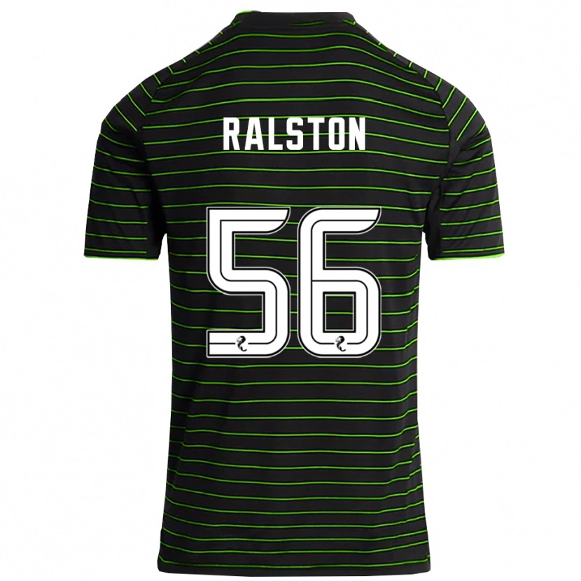 Danxen Mænd Anthony Ralston #56 Sort Grøn Udebane Spillertrøjer 2025/26 Trøje T-Shirt