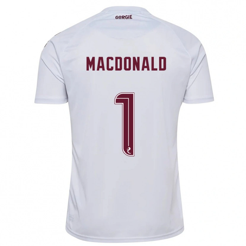 Danxen Mænd Jamie Macdonald #1 Hvid Burgunder Udebane Spillertrøjer 2025/26 Trøje T-Shirt
