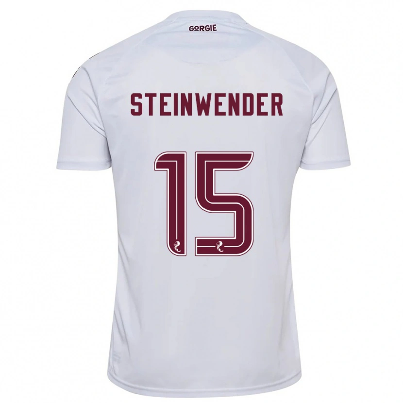 Danxen Mænd Michael Steinwender #15 Hvid Burgunder Udebane Spillertrøjer 2025/26 Trøje T-Shirt