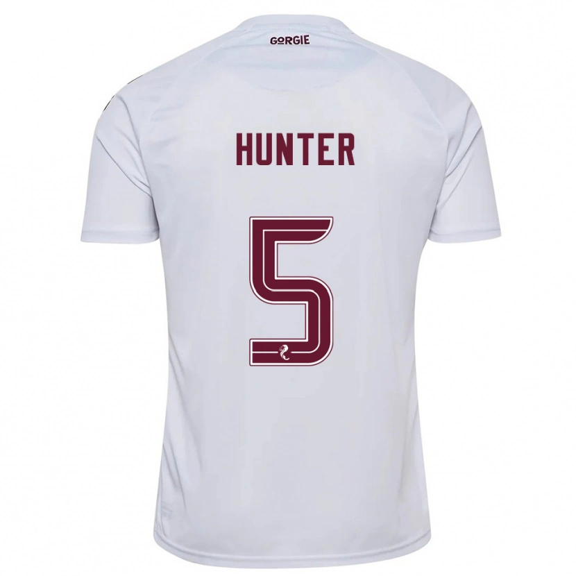 Danxen Mænd Georgia Hunter #5 Hvid Burgunder Udebane Spillertrøjer 2025/26 Trøje T-Shirt