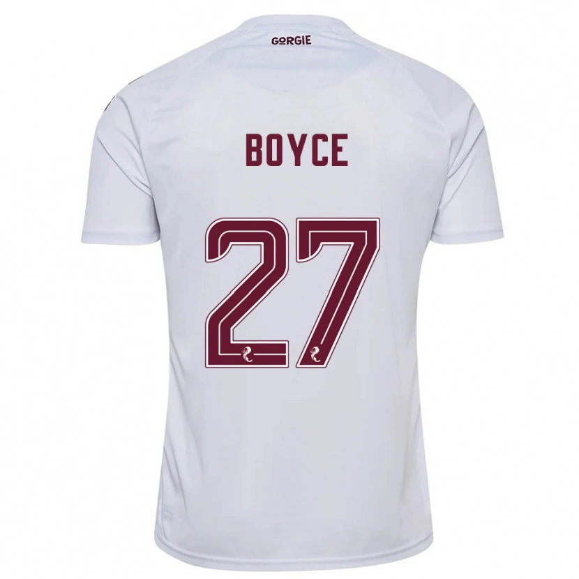 Danxen Mænd Liam Boyce #27 Hvid Burgunder Udebane Spillertrøjer 2025/26 Trøje T-Shirt