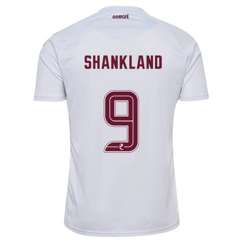 Danxen Mænd Lawrence Shankland #9 Hvid Burgunder Udebane Spillertrøjer 2025/26 Trøje T-Shirt