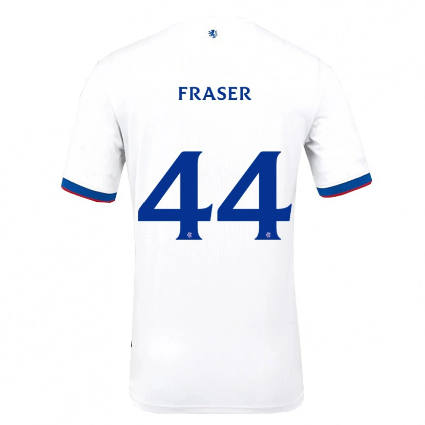 Danxen Mænd Robbie Fraser #44 Hvid Rød Blå Udebane Spillertrøjer 2025/26 Trøje T-Shirt