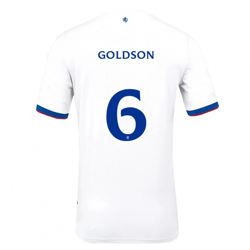 Danxen Mænd Connor Goldson #6 Hvid Rød Blå Udebane Spillertrøjer 2025/26 Trøje T-Shirt