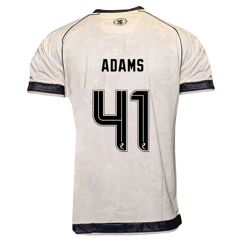 Danxen Mænd Ruairidh Adams #41 Hvid Sort Udebane Spillertrøjer 2025/26 Trøje T-Shirt
