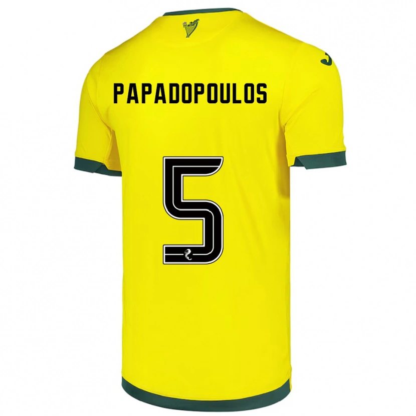 Danxen Mænd Stacey Papadopoulos #5 Gul Grøn Udebane Spillertrøjer 2025/26 Trøje T-Shirt