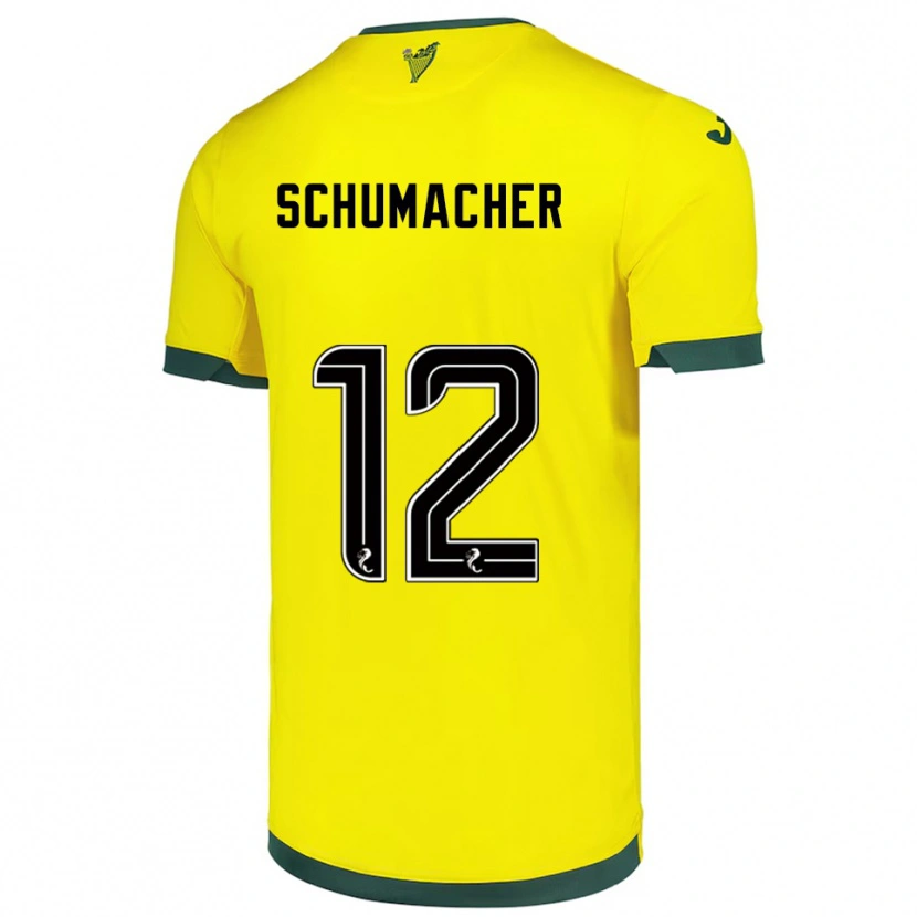 Danxen Mænd Noa Schumacher #12 Gul Grøn Udebane Spillertrøjer 2025/26 Trøje T-Shirt