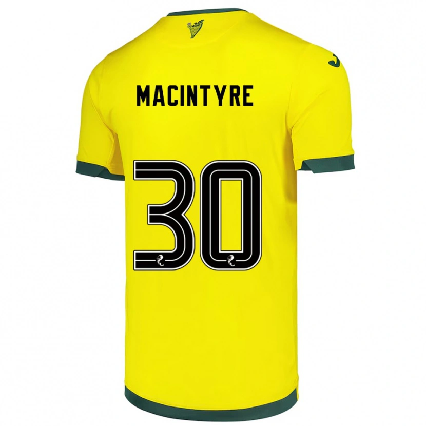 Danxen Mænd Jacob Macintyre #30 Gul Grøn Udebane Spillertrøjer 2025/26 Trøje T-Shirt