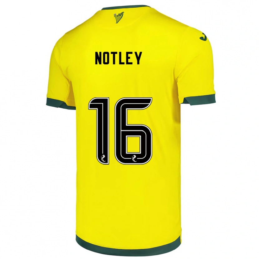 Danxen Mænd Ellis Notley #16 Gul Grøn Udebane Spillertrøjer 2025/26 Trøje T-Shirt