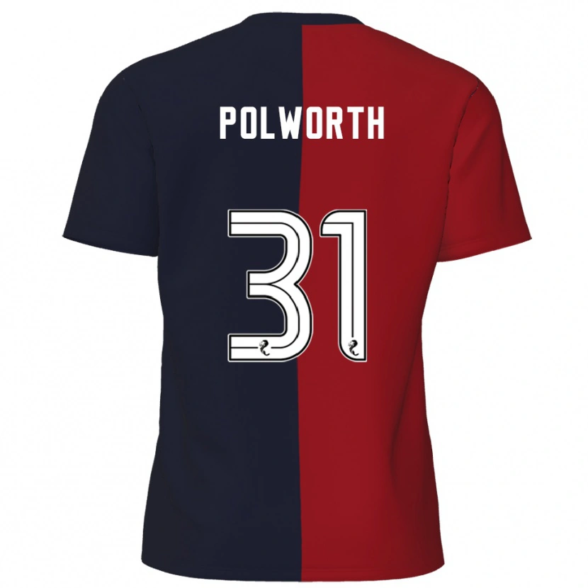Danxen Mænd Liam Polworth #31 Rød Marineblå Udebane Spillertrøjer 2025/26 Trøje T-Shirt