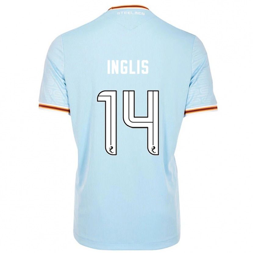Danxen Mænd Gill Inglis #14 Lyseblå Udebane Spillertrøjer 2025/26 Trøje T-Shirt
