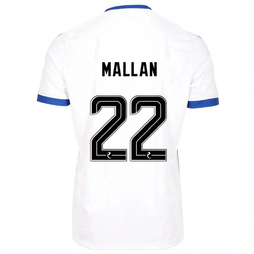 Danxen Mænd Stevie Mallan #22 Hvid Blå Udebane Spillertrøjer 2025/26 Trøje T-Shirt