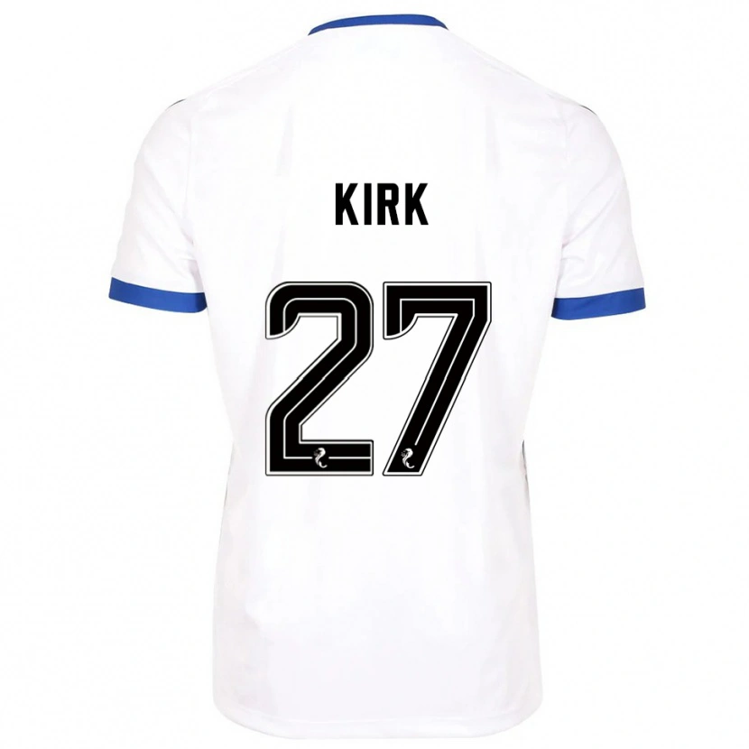 Danxen Mænd Makenzie Kirk #27 Hvid Blå Udebane Spillertrøjer 2025/26 Trøje T-Shirt