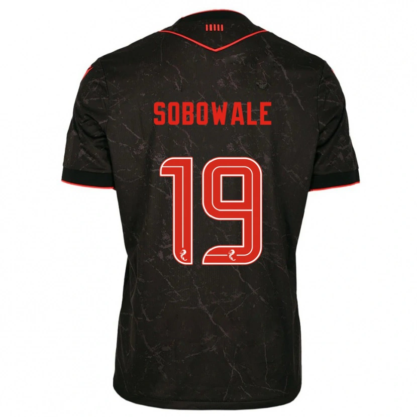 Danxen Mænd Tunmise Sobowale #19 Sort Rød Udebane Spillertrøjer 2025/26 Trøje T-Shirt