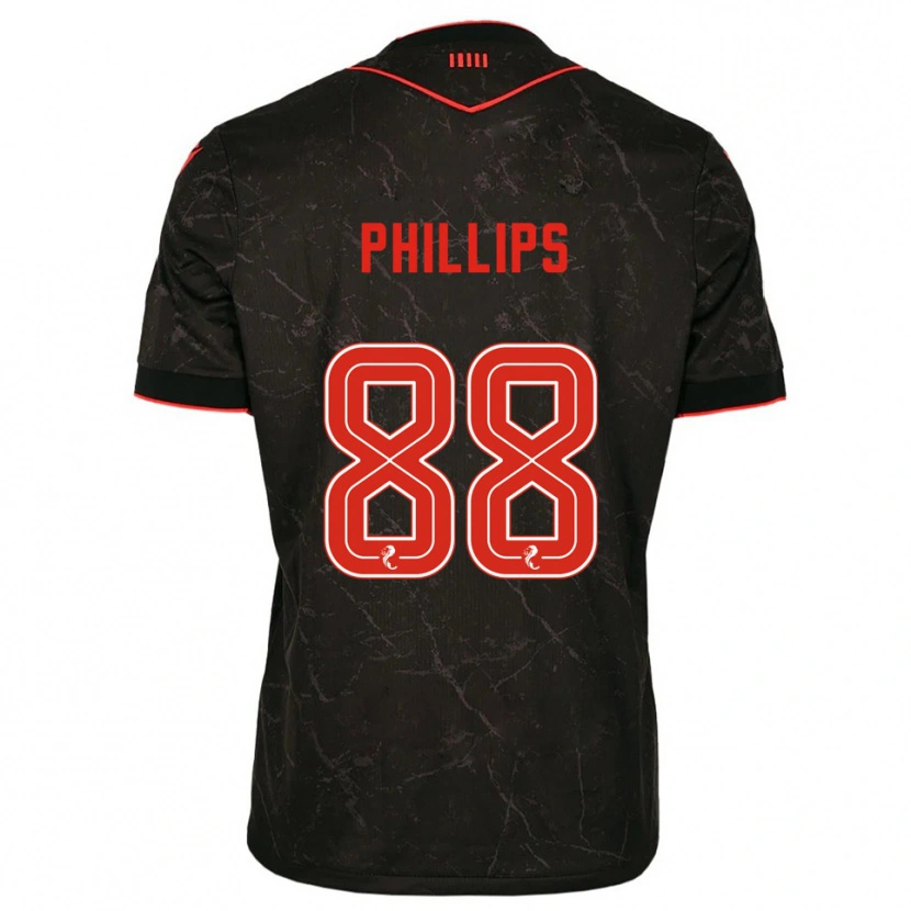 Danxen Mænd Killian Phillips #88 Sort Rød Udebane Spillertrøjer 2025/26 Trøje T-Shirt
