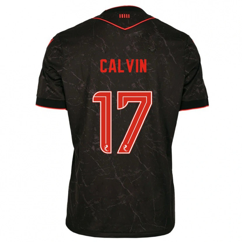 Danxen Mænd Jalmaro Calvin #17 Sort Rød Udebane Spillertrøjer 2025/26 Trøje T-Shirt
