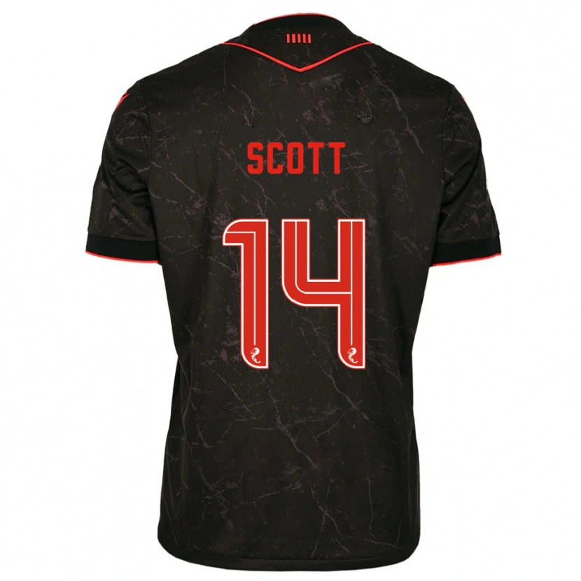 Danxen Mænd James Scott #14 Sort Rød Udebane Spillertrøjer 2025/26 Trøje T-Shirt