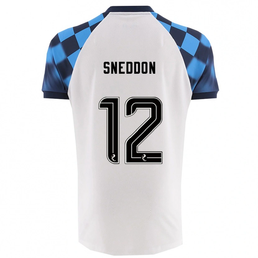 Danxen Mænd Jamie Sneddon #12 Hvid Lyseblå Udebane Spillertrøjer 2025/26 Trøje T-Shirt