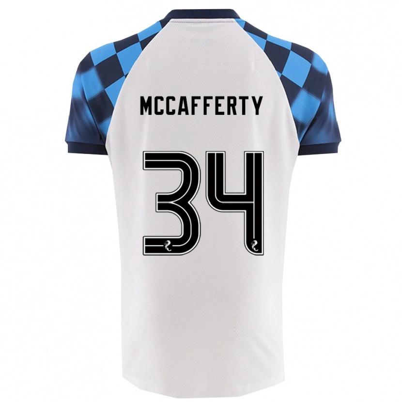 Danxen Mænd Flynn Mccafferty #34 Hvid Lyseblå Udebane Spillertrøjer 2025/26 Trøje T-Shirt